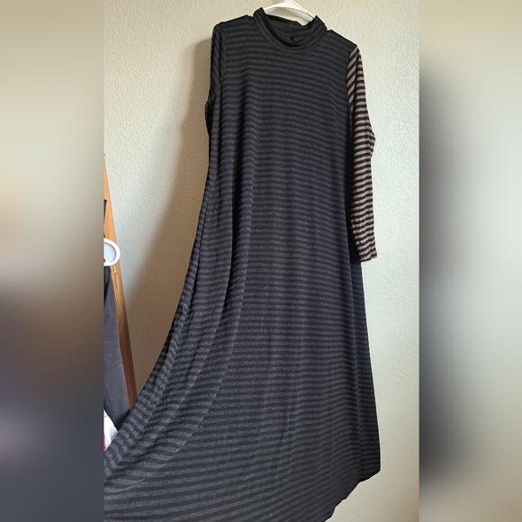 Alembika Urban Striped Mockneck Layering Capsule Maxi Swing Dress Size Large - Picture 5 of 11
